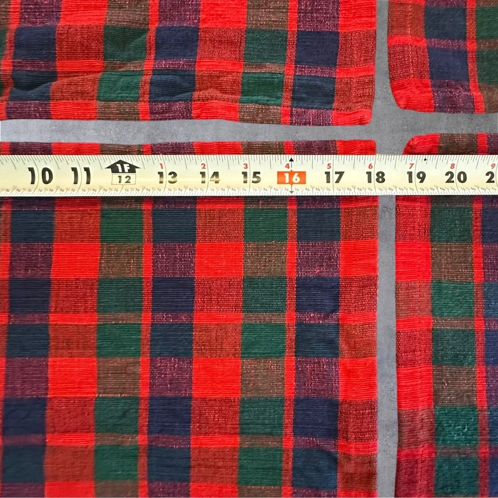 Crate & Barrel‎ Placemats Set of 4 Red Green Blue Plaid Cotton Woven